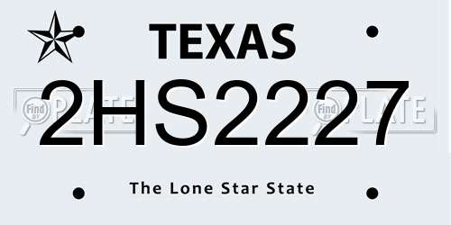 2HS2227 Texas License Plate