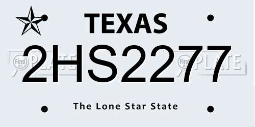 2HS2277 Texas License Plate
