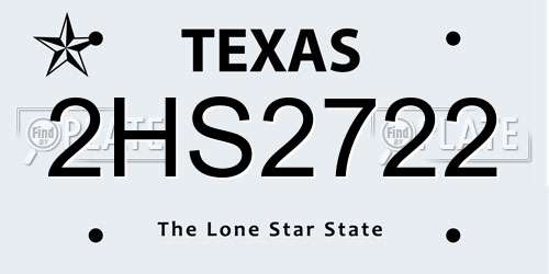 2HS2722 Texas License Plate