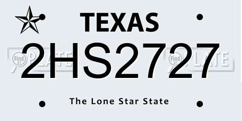 2HS2727 Texas License Plate