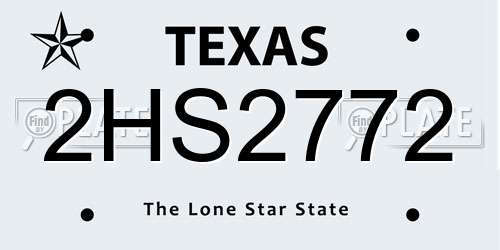 2HS2772 Texas License Plate