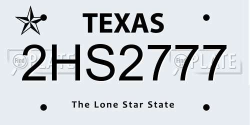 2HS2777 Texas License Plate