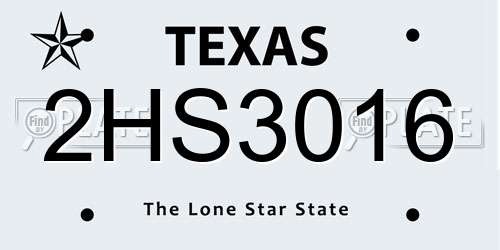 2HS3016 Texas License Plate