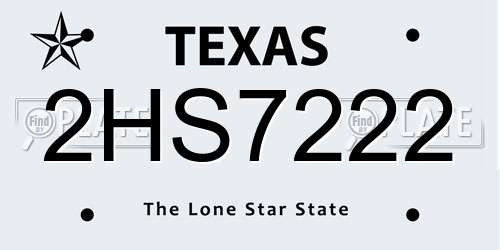 2HS7222 Texas License Plate