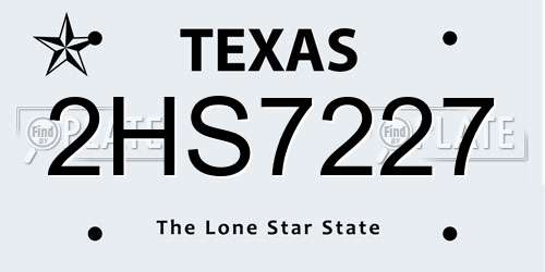 2HS7227 Texas License Plate