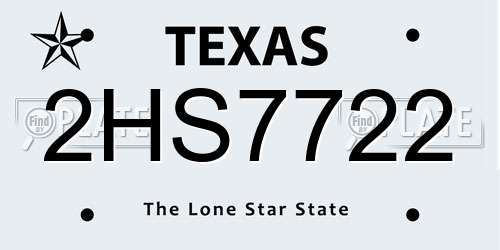 2HS7722 Texas License Plate