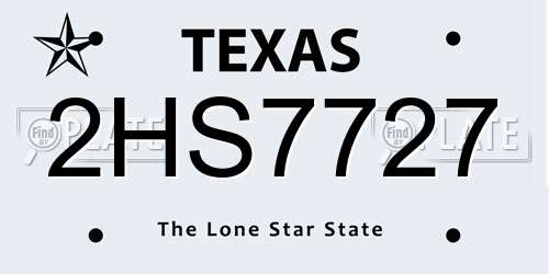 2HS7727 Texas License Plate