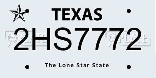 2HS7772 Texas License Plate