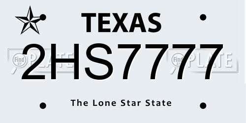 2HS7777 Texas License Plate