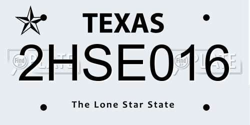 2HSE016 Texas License Plate
