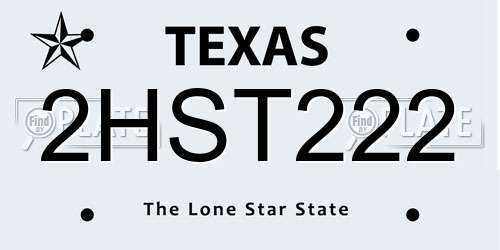 2HST222 Texas License Plate