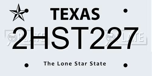 2HST227 Texas License Plate