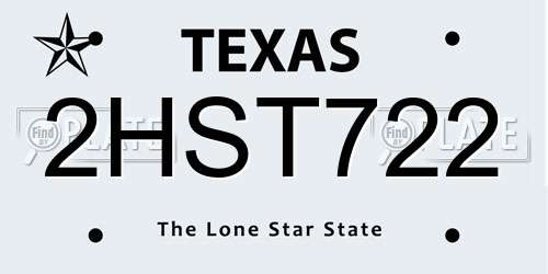 2HST722 Texas License Plate