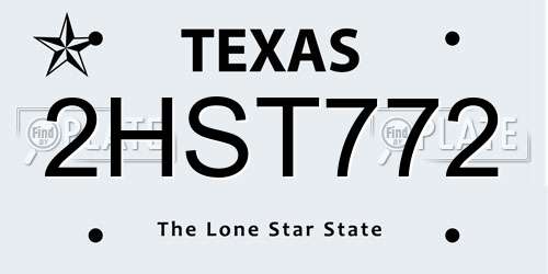 2HST772 Texas License Plate