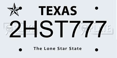 2HST777 Texas License Plate