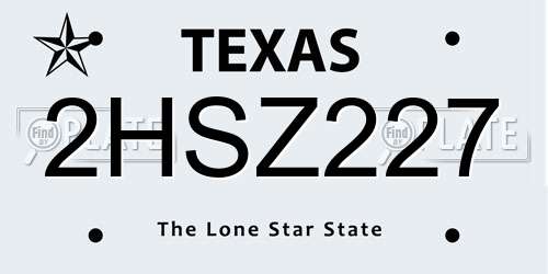 2HSZ227 Texas License Plate