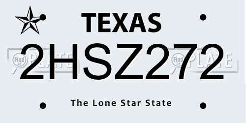 2HSZ272 Texas License Plate