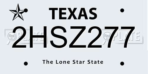 2HSZ277 Texas License Plate