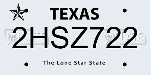 2HSZ722 Texas License Plate