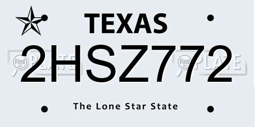 2HSZ772 Texas License Plate