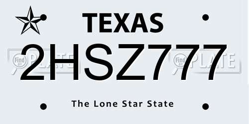 2HSZ777 Texas License Plate