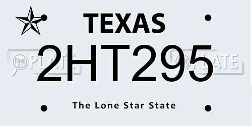 2HT295 Texas License Plate