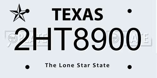 2HT8900 Texas License Plate