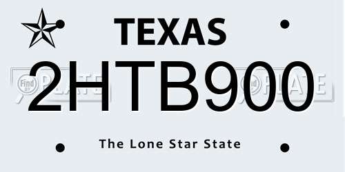 2HTB900 Texas License Plate