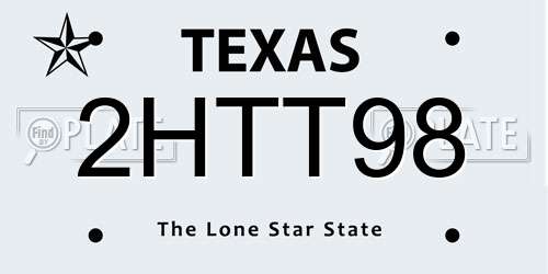 2HTT98 Texas License Plate
