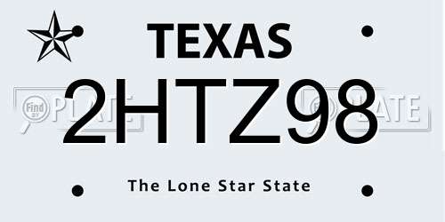 2HTZ98 Texas License Plate