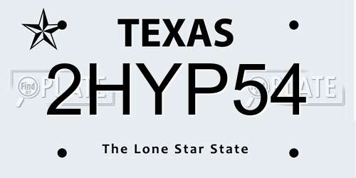 2HYP54 Texas License Plate