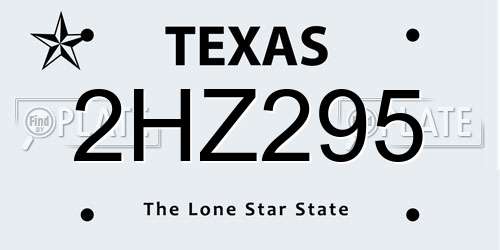 2HZ295 Texas License Plate