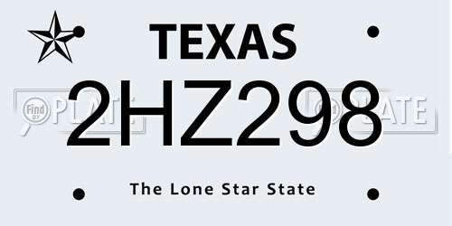 2HZ298 Texas License Plate