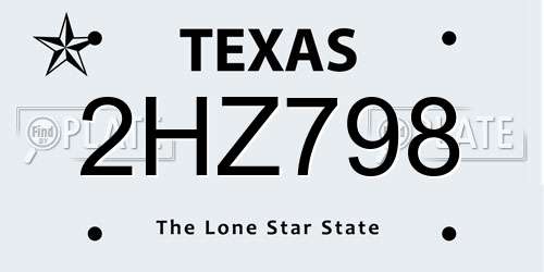 2HZ798 Texas License Plate