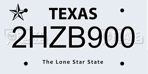 2HZB900 Texas License Plate