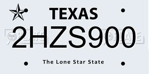 2HZS900 Texas License Plate