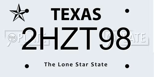 2HZT98 Texas License Plate