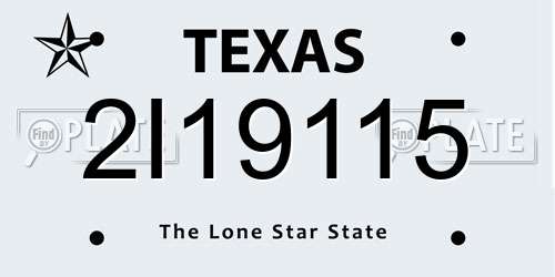 2I19115 Texas License Plate