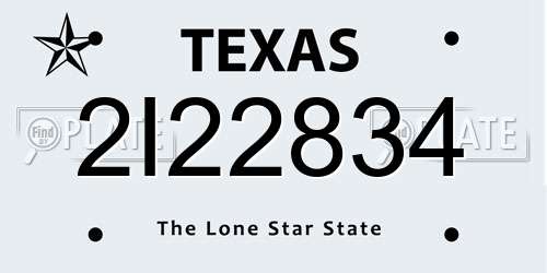 2I22834 Texas License Plate