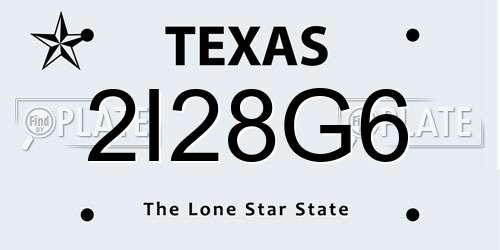 2I28G6 Texas License Plate