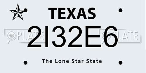 2I32E6 Texas License Plate
