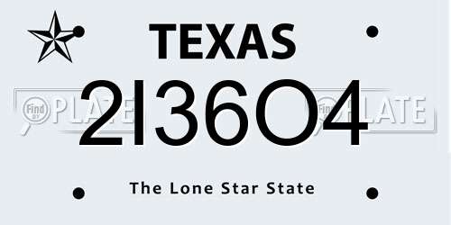 2I36O4 Texas License Plate