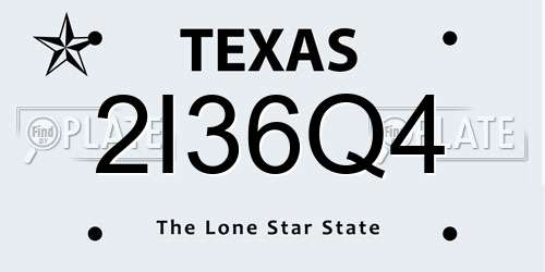 2I36Q4 Texas License Plate