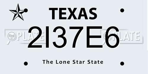 2I37E6 Texas License Plate
