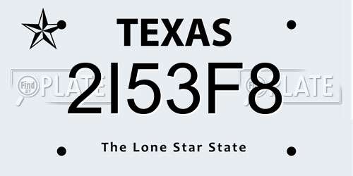 2I53F8 Texas License Plate