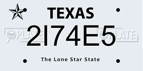 2I74E5 Texas License Plate