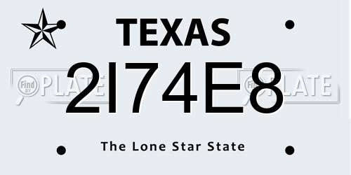 2I74E8 Texas License Plate