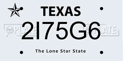 2I75G6 Texas License Plate
