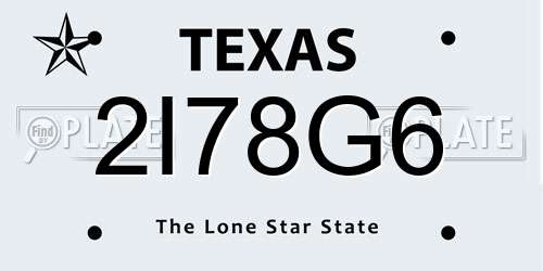 2I78G6 Texas License Plate