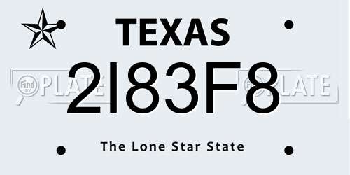 2I83F8 Texas License Plate